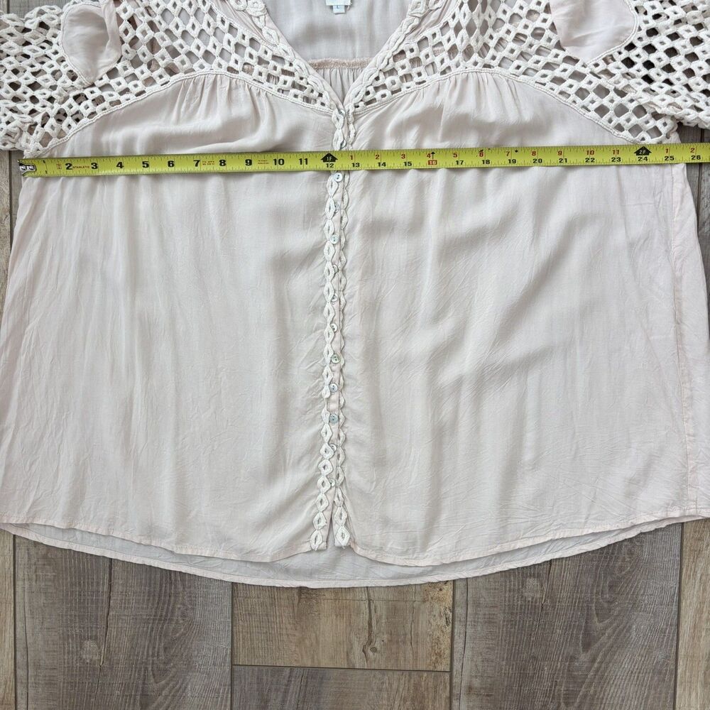 Sundance Womens Cream Blush Crochet Blouse Size L Flowy Boho Beach Peasant Gypsy - Picture 13 of 13